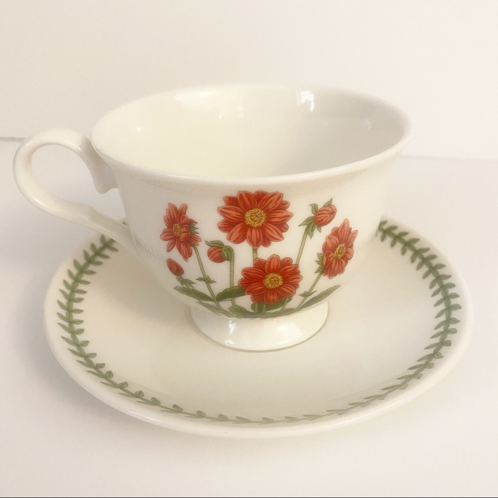 Portmeirion Rust Dahlia Teacup & Saucer China